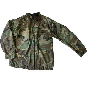 US Army Military Jacket Mens Medium Vintage Camo Utility Field Coat Gorpcore